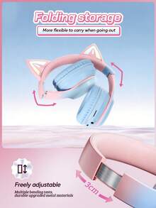 LED Cat Ear Design Wireless Headphones, Suitable For Girls And Teenagers, For Music, Gaming, Video And Daily Use - View 9