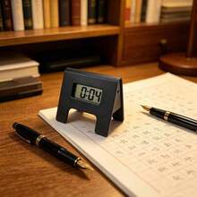 Compact Foldable Digital Clock, Black Minimalist Design, High-Definition Display, Lightweight Portable, Suitable For Desk, Car, Locker And Multiple Scenarios - 彩色 - 查看 7