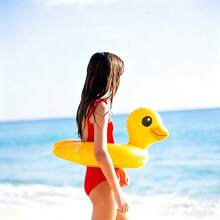 Yellow Inflatable Swimming Ring Duck Shaped Floating Mat, Summer Outdoor Water Leisure Floating Bed, Inflatable Raft, Swimming Toy For Children And Kids - Yellow - View 4