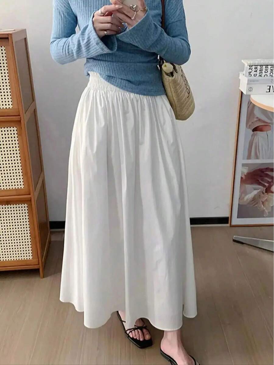 Elastic Waist Slim Pants Skirt Summer And Autumn Leisure Loose Long Skirt Clog - White - View 1