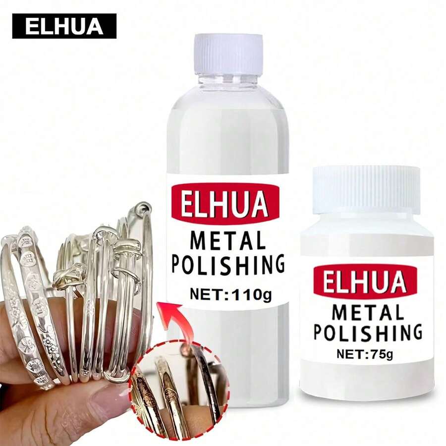ELHUA 金屬拋光劑，附清潔布的精緻珠寶清潔液 - 恢復金屬珠寶、手錶、寶石和鑽石的光澤與亮度。適用於所有金屬。