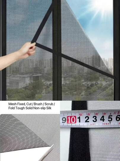 1 Tấm lưới chống muỗi tự dính màu xám, có thể tái sử dụng, phù hợp với nhiều kích thước cửa sổ, dễ tháo gỡ và vệ sinh.