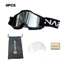 Ski & Motorcycle Riding Goggles Set, Unisex, Anti-Fog & UV Protection, Adjustable Strap, With Cleaning Cloth + Storage Pouch, Outdoor Sports Goggles - 套裝(護目鏡+收納袋+鏡片清潔布) - 查看 15