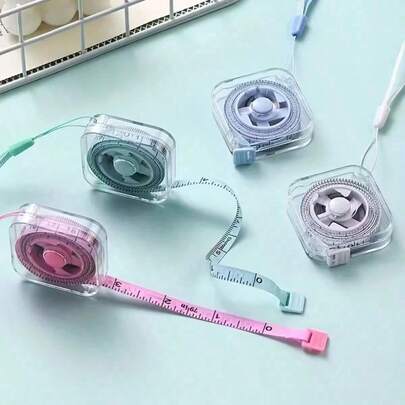 2m/6ft Retractable Soft Tape Measure With Hanging Cord And Button, Double-Sided CM/Inch Scale With Push Lock, Ergonomic Portable Sewing And Body Measurement Ruler For Waist, Bust, DIY Crafts (Multi-Color)