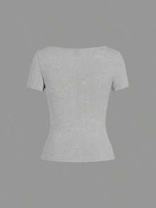 Set de 3 camisetas de punto para mujer, multicolor, camisetas básicas de primavera/verano para mujer, tops ajustados básicos, paquete de tops básicos, tops básicos para mujer, tops de ajuste ceñido, tops básicos, tops de mujer de cuello cuadrado, tops de verano para mujer, tops de manga corta para mujer, tops de verano para mujer, camisetas de mujer - Multicolor 7 - Ver 6