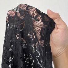 Plus Size Lace Sexy Sheer Floral Splice Off-Shoulder Long Sleeve DressValentine's Day - Negro - Ver 7