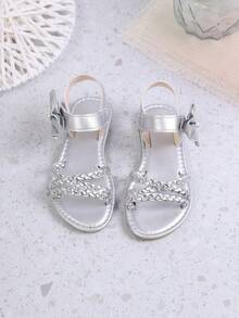 Mẫu sandal quai dệt màu vàng kim thời trang, bóng bẩy, thoải mái, hàng mới về năm 2026. - Bạc - Xem 6