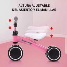 Bicicleta de Equilibrio Niños EVA Walker con 4 Ruedas para Edades de 12 a 24 Meses,Asiento Ajustable y Sanubrio,22KG, Juguete de Paseo Bicicleta para Bebés de 1 año Rosa - 1 - Ver 4