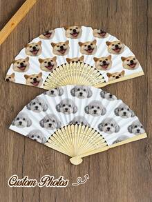 客製化姓名 Logo 婚禮扇，經典 DIY 扇，時尚且獨特，送給女朋友、家人、媽媽、朋友、寵物的理想禮物，適合畢業典禮與婚禮 - 彩色 - 查看 2