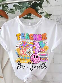 Camisetas con texto 2026 para profesores, camisetas personalizadas con su texto, camisetas con logotipo de empresa, ropa de equipo, etc. - Blanco - Ver 2