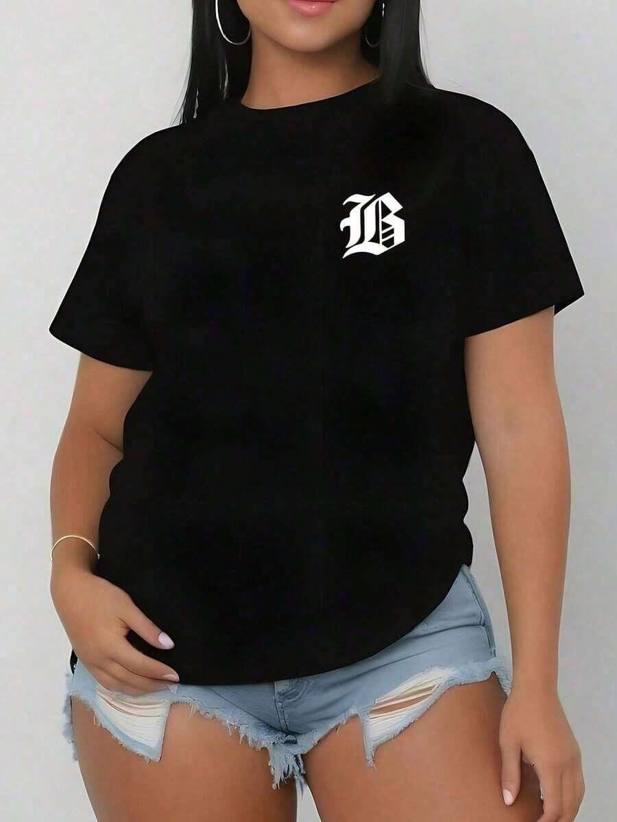 Camiseta moderna unisex de estilo urbano con diseño minimalista y letra decorativa, ideal para ocasiones casuales y para jóvenes, disponible en color negro y blanca, varias tallas, prendas de vestir populares, de moda. - Negro - Ver 1