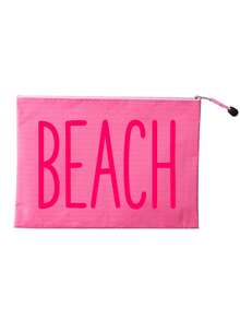 Multi-Color A5 Soccer Ball Texture Beach Bag, Make Up Bag With Color "Beach"Printing, Beach Theme. Large Capacity Cosmetic Bag,Toiletry Bag With Nylon Zipper - Lightweight, Storing Sunscreen, Snacks, Bikinis, File And Beach Essentials. Spring And Summer Storage, Durable, Very Suitable For Swimming, Beach - Multicolor - View 17