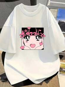 Camiseta casual para mujer, elegante y holgada, top versátil y estilizador, nueva camiseta de manga corta con hombros caídos para mujer, primavera/verano 2026, regalo para el Día de San Valentín, camiseta blanca de manga corta con estampado de corazón de anime, pieza llamativa de estilo callejero dulce y moderno, top de inspiración anime para mujer. |   Nuevas Llegadas de Moda 2026 |   Casual y versátil | . Camisas de mujer, blusas casuales, series de camisetas. Hechas de suave algodón puro, ideales para el uso diario informal. La tela es ligera y transpirable. Lindas y elegantes, perfectas para vacaciones y salidas. Diseños divertidos, ideales para actividades al aire libre. Algodón suave y puro, adecuado tanto para ocasiones festivas como para el uso diario. Estilo vintage, una excelente combinación para la vida universitaria y los atuendos cotidianos. Diseño lindo, cómodo y ajustado. Estilo clásico, tela suave y agradable para la piel. Estilo mexicano. - Negro - Ver 1