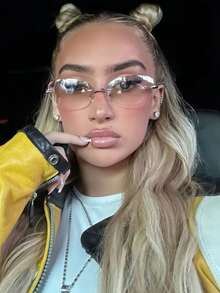 1pc Y2K Futuristic Silver Sport Fashion Glasses, Suitable For Daily Wear, Streetwear, Vacation, Beach, Back To School - Gradient Silver - View 4