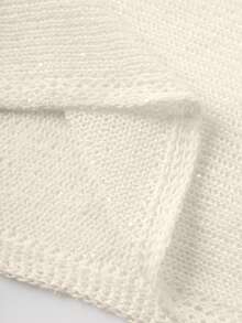 GLAMMY Summer Swimsuit Cover-Up, Women's Cute Pure White Knit Top With Asymmetric Hem Design, Fine Shiny Yarn Knit Fabric, Lightweight And Breathable Slightly Loose Fit, Suitable For Various Body Types, Beach Holiday Casual Top - Apricot - View 8