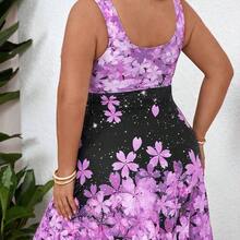 CURVE+ Plus Size 2pcs Set Halter Sleeveless High Waist Bow Decor Romper Shorts Swimsuit Casual Beach Holiday Pool Side Swimwear Outfit For Summer Beach Vacation, Vacation Outfits Woman,Beach Outfits For Woman,Plus Size Swim Suit - Rosa - Ver 3
