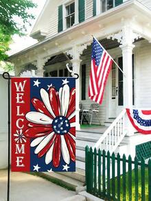 1Pc July 4th Independence Day Garden Flag (12x18 Inches, Double-Sided Print) - Patriotic Memorial Day Floral Flag For Yard And Outdoor Decoration - A - 查看 4