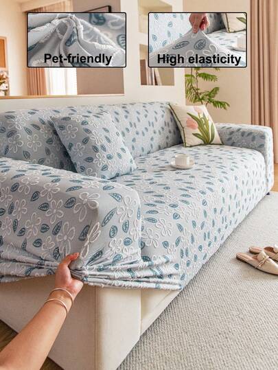 1 chiếc bọc ghế sofa bằng vải cation họa tiết hoa lá tươi mát mùa xuân/hè, co giãn toàn bộ, thân thiện với thú cưng, không phai màu, không biến dạng, thiết kế co giãn, phù hợp với ghế sofa hình chữ L, ghế sofa nhỏ, bộ ghế sofa, bọc ghế sofa.