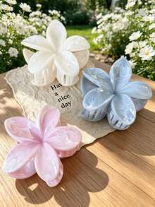 1/3pcs Tie-Dye Flower Claw Clips, Fresh & Sweet Daisy Hair Claw Clips, Ink Texture Hair Accessories - Multicolor - View 3