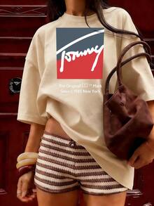 amiseta de Manga Corta con Estilo Vintage Americano y Texto "The Original Mark",Camiseta de manga corta de moda para primavera y verano de 2026, hecha en México, 180 gramos. Estampado de dibujos animados, modelo de pareja, apta para uso interior o exterior. Cuello redondo, unisex, ideal para oficina y ocio. Paquete de una pieza. - APR-P631577SLNDXZGY390 - Ver 3