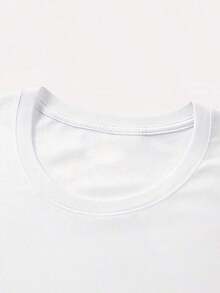 Women's [Circle] Valentine's Day Top, Pure Cotton T-Shirt For Women With Cat And Heart Embroidery And The Word LOVE, Casual Style, Round Neck, Short Sleeve, Summer/Spring Top, Women's Cotton Clothing, Cute Blouses. | Exquisite Design | Loose And Comfortable | Easy To Match | - 白色 - 查看 4