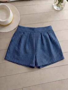 Conjunto de 2 piezas de mujer tejido a rayas de estilo elegante para el verano - Azul marino - Ver 5