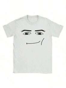 Camiseta con estampado, tallas grandes de algodón con gráficos, camiseta de manga corta con cuello redondo de dibujos animados, camisetas de mujer con cara de robot de anime Robloxs, camisetas divertidas de cuello redondo de manga corta para mujer, ropa de mujer, camisetas Harajuku casuales - Rosa - Ver 1