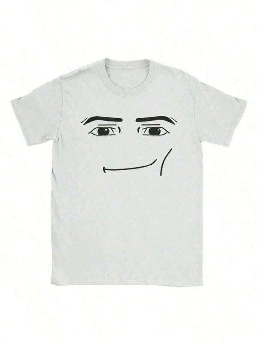 Camiseta con estampado, tallas grandes de algodón con gráficos, camiseta de manga corta con cuello redondo de dibujos animados, camisetas de mujer con cara de robot de anime Robloxs, camisetas divertidas de cuello redondo de manga corta para mujer, ropa de mujer, camisetas Harajuku casuales - Rosa - Ver 1