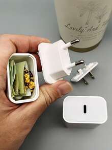 Creative Hidden Storage Cash Box Decor (No Actual Charging Function) - Can Store Cash, Cards, Keys, USB, Rings, Coins, Pills, Travel Essentials - White - View 2