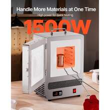 Tisch-Schmelzofen 1500 W leistungsstarker elektrischer Ofen 1200 ℃ maximale Temperatur, Goldschmelzofen aus Edelstahl für Wachsguss Ton-DIY Metalltemperierung Glasieren auf Keramik, Silber - 1500 W, 15,2 x 15,2 x 14 cm - Übersicht 4