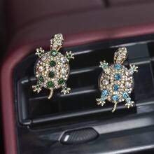 1/2/4pcs New Cute Rhinestone Turtle Car Air Vent Clip Decor, Fits Various Car AC Vents, Funny Lucky Turtle Decor Clip, Suitable As Gift - New Version Of Turtle - View 5