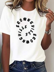 Camiseta Suave para Mujer Swirl Brownsvi - Blanco - Ver 2