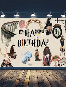 Tela de fondo para sesión de fotos de fiesta de cumpleaños con el castillo mágico de Harry Potter, decoración de escenario para fiesta de cumpleaños familiar, tela colgante para fondo de sesión de fotos - Multicolor - Ver 14