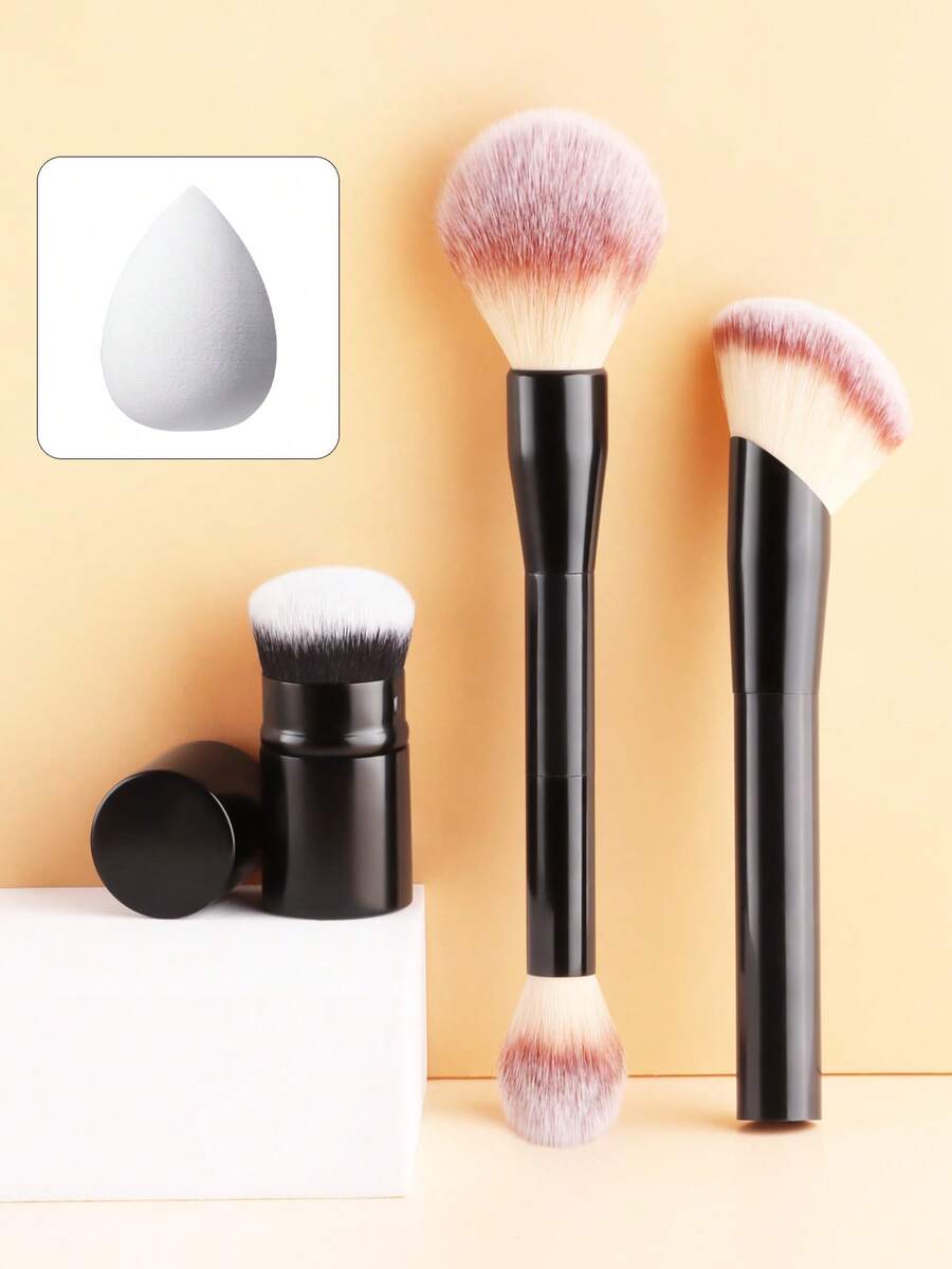 Bộ 4 cọ trang điểm - Cọ má hồng và highlight hai đầu, cọ tạo khối vát, cọ tán kem nền phẳng, bông mút trang điểm. - Nhiều màu - Xem 1