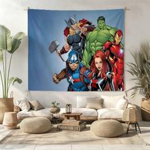 1pcs Cartoon A Vengers S Uperhero Wall Tapestry Backdrop, Iron Man C Aptain America S Piderman Party Decorations For Photo Booth, Cute Hero Team Photography Background, Living Room Bedroom Aesthetic Wall Decor, Outdoor Indoor Celebration Banner, Backyard Party Photo Prop Supplies, School Event Poster Decor, Home Dormitory Wall Hanging Art - 多色-A - 查看 2