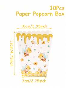 10pcs Bee Shaped Food Containers, Fries Boxes, Popcorn Cups, Popcorn Buckets, Snack Boxes, Suitable For Birthday Party Decorations, Movie Nights, Bee Themed Baby Shower Decorations, Disposable Tableware Decor, Kitchen Food Trays, Cake Stands, Also Applicable For Bakeries, Burger Shops, Etc. - Little Bee - View 9