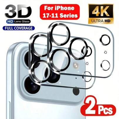 2pcs Tempered Glass Camera Protector For IPhone 17 16 15 14 13 12 11 Pro Max/Pro/Plus/Mini Series Tempered Glass Protecto
