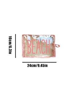 Beach Letter Pattern Transparent Cute Zipper Makeup Bag Multifunctional Mesh Storage Pouch Transparent Women's Toiletry Bag 5 Colors Available - Multicolor - View 10