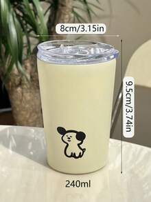 1pc Luxury Rhinestone Heart-Shaped Cute Dog Coffee Cup + ABS Lid, Stainless Steel Vacuum Insulated Coffee Cup, Double-Wall Structure With Powder Coating, Suitable For Travel Or Iced Coffee - Silver - View 6