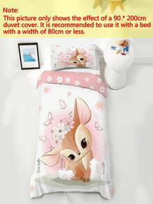 2/3PCS Cartoon Spotted Deer Duvet Cover Set(Four Season Collection) Double-Faced Duvet Cover Set For Children'S Machine Washable Bedroom Boys Girls Dorm Children's Gift During Holidays 100% Polyester Size: 90x200 135x200 140x210. Comes With A Pillowcase (No Filling Material). - Multicolor - View 3