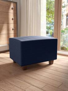1pc Solid Color Footstool Cover, Suitable For Living Room & Bedroom, Sofa Footrest Cover, Modern Minimalist, All Season - Navy Blue - View 7