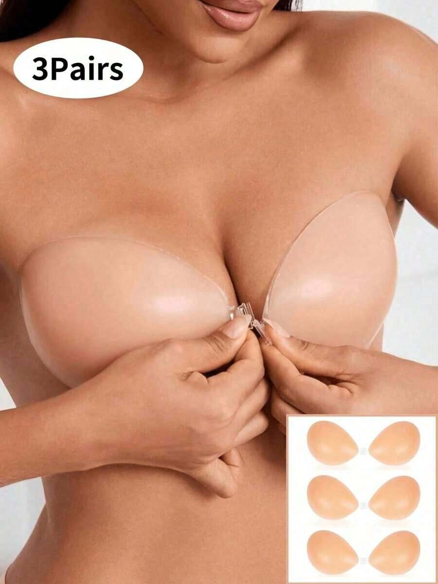 Women's Invisible Strapless Silicone Bra With Adhesive Pads, Suitable For Spaghetti Strap Dresses And Wedding Gowns, Summer Lift And Invisible Bra - Light Beige - View 1