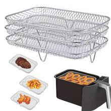 1/3pcs Stainless Steel Air Fryer Rack, Multi-Functional Baking Tray, Stackable Multi-Layer 304 Stainless Steel Silver Multipurpose Dehydrator Rack, Suitable For Air Fryer, Oven, Microwave, Steamer, Reusable - Grilling Net - View 4