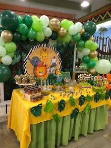 26/51pcs Green & Gold Balloons, 10inch Assorted Green Tone & Metallic Gold Latex Balloons, Suitable For Jungle Safari Birthday Baby Shower Party Decor - Set - View 5