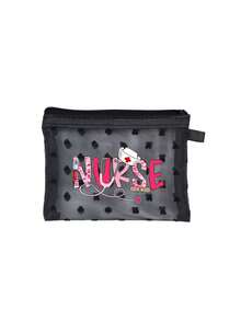 Nurse Series Pattern Mini Portable Mesh Medicine Bag, First Aid Kit, Medical Emergency Bag, Outdoor & Home Pill Storage Bag, Travel Organizer, Makeup Bag, Cosmetic Bag, Vacation Storage Bag, Skincare Bag, Lip Oil Organizer, Mother's Day Gift, Birthday Gift, Bathroom Storage, Student Dorm Toiletry Bag, Gift For Wife, Family, Friends, Nurse Gift - Multicolor - View 16