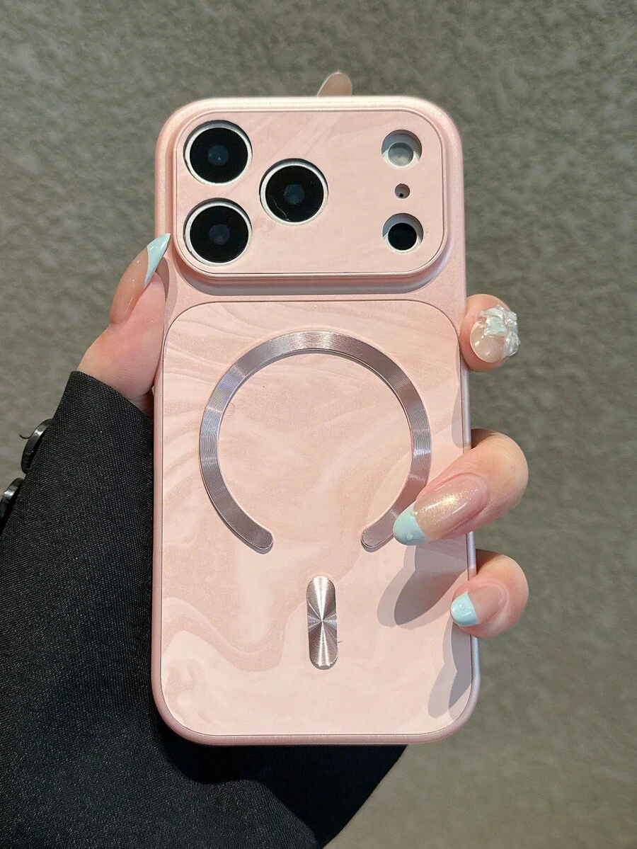 1pc Candy Color Cute Gradient Clear Matte PC Magnetic Phone Case Compatible With IPhone 17 Pro Max 16 15 14 13 12 11 Pro Max Plus Hard PC Back Cover Wireless Charge - Pink - View 1