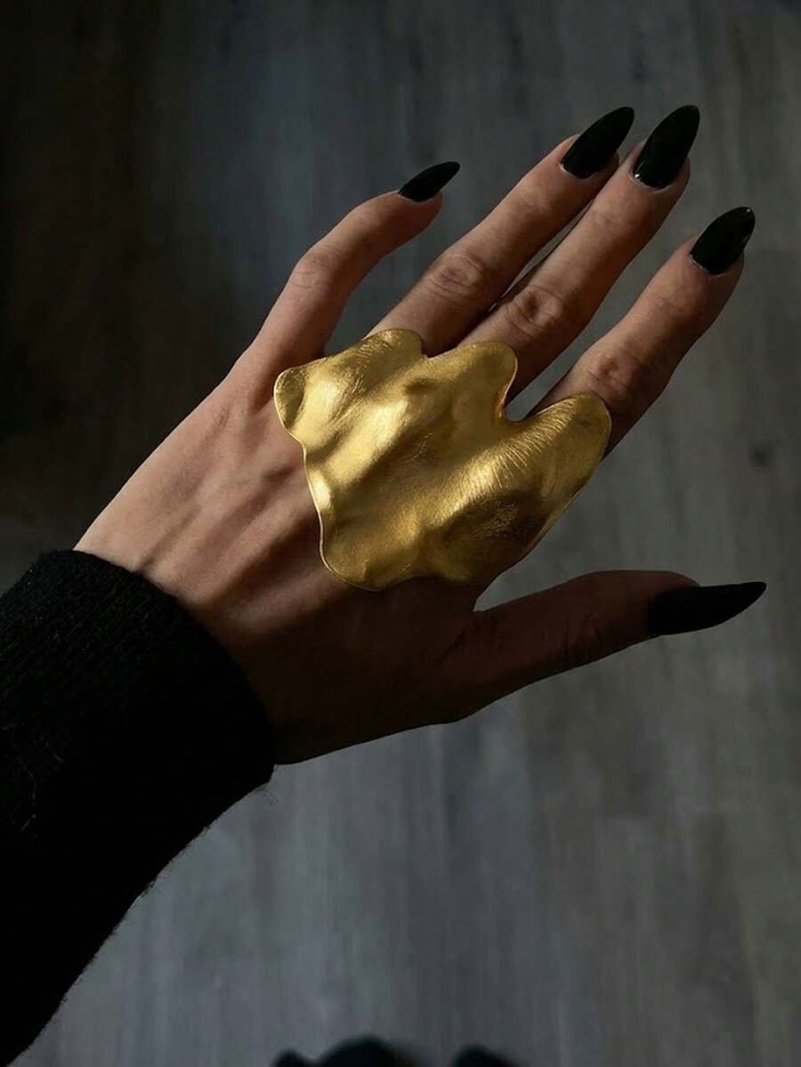 1件女款金色掌心手鐲,抽象不規則金屬手飾,粗獷個性掌心戒指,歐式時尚Y2K龐克配件,適用萬聖節派對、聖誕節、派對活動 - A - 查看 1