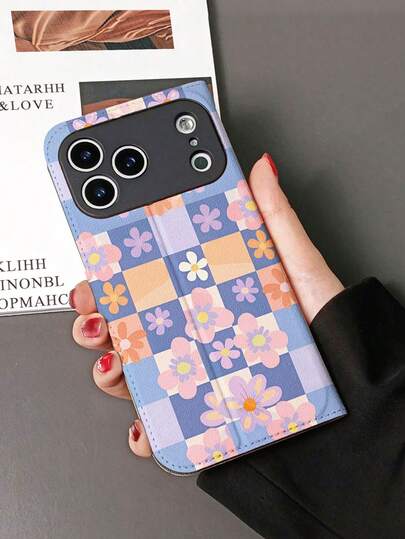 1pc Graffiti Floral Pattern Full Coverage Classic Anti-Drop High-Quality Mulberry Silk Texture PU Leather Flip Cover Phone Case With Foldable Stand For Watching TV/Videos, Card Slots, Full-Body Protective Phone Case With Lanyard, Suitable As Birthday/Holiday Gift For Friends, Family, Couples, Fits IPhone17/IPhone17 Air/IPhone17pro/IPhone17pro Max/IPhone16/IPhone16 Plus/IPhone16pro/IPhone16pro Max/IPhone15/IPhone15 Plus/IPhone15pro/13/14/12/11