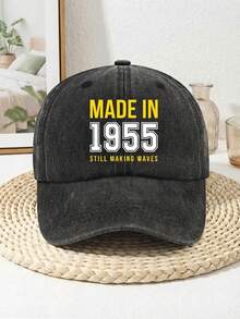 Casquette de baseball imprimée rétro "MADE IN 1955 Still Making Waves" - Casquette à bord incurvé ajustable unisexe, meilleur cadeau d'anniversaire/anniversaire pour les adultes nés en 1955, convient pour les promenades en extérieur et les rassemblements décontractés, la plage, les voyages - A - Voir 12