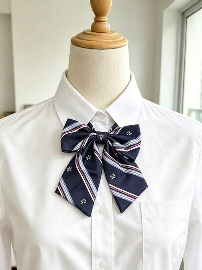 条纹夹式领结，JK/DK 校服配饰，学生衬衫领花